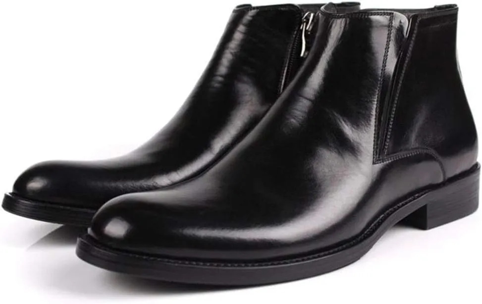 NEW For Men Ankle Boots Mens Zip Pointed High Top Boots Office For Club The First Layer Of Cowhide Genuine Pure Leather