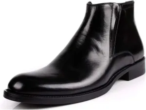 NEW For Men Ankle Boots Mens Zip Pointed High Top Boots Office For Club The First Layer Of Cowhide Genuine Pure Leather