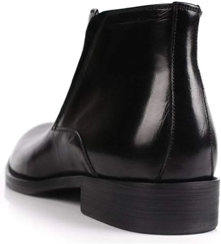 NEW For Men Ankle Boots Mens Zip Pointed High Top Boots Office For Club The First Layer Of Cowhide Genuine Pure Leather
