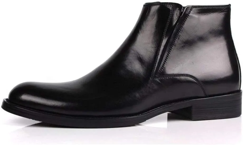NEW For Men Ankle Boots Mens Zip Pointed High Top Boots Office For Club The First Layer Of Cowhide Genuine Pure Leather