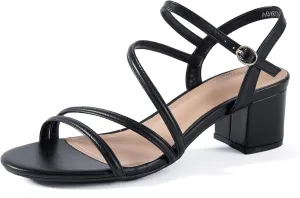 N.N.G Women Heels Sandals Ankle Strappy Roman Gladiator Festival Adjustable Chunky Boho Beach Goddess Vintage Italian Summer Casual Vacation Low Heel Chunky Block Leather Casual Square toe