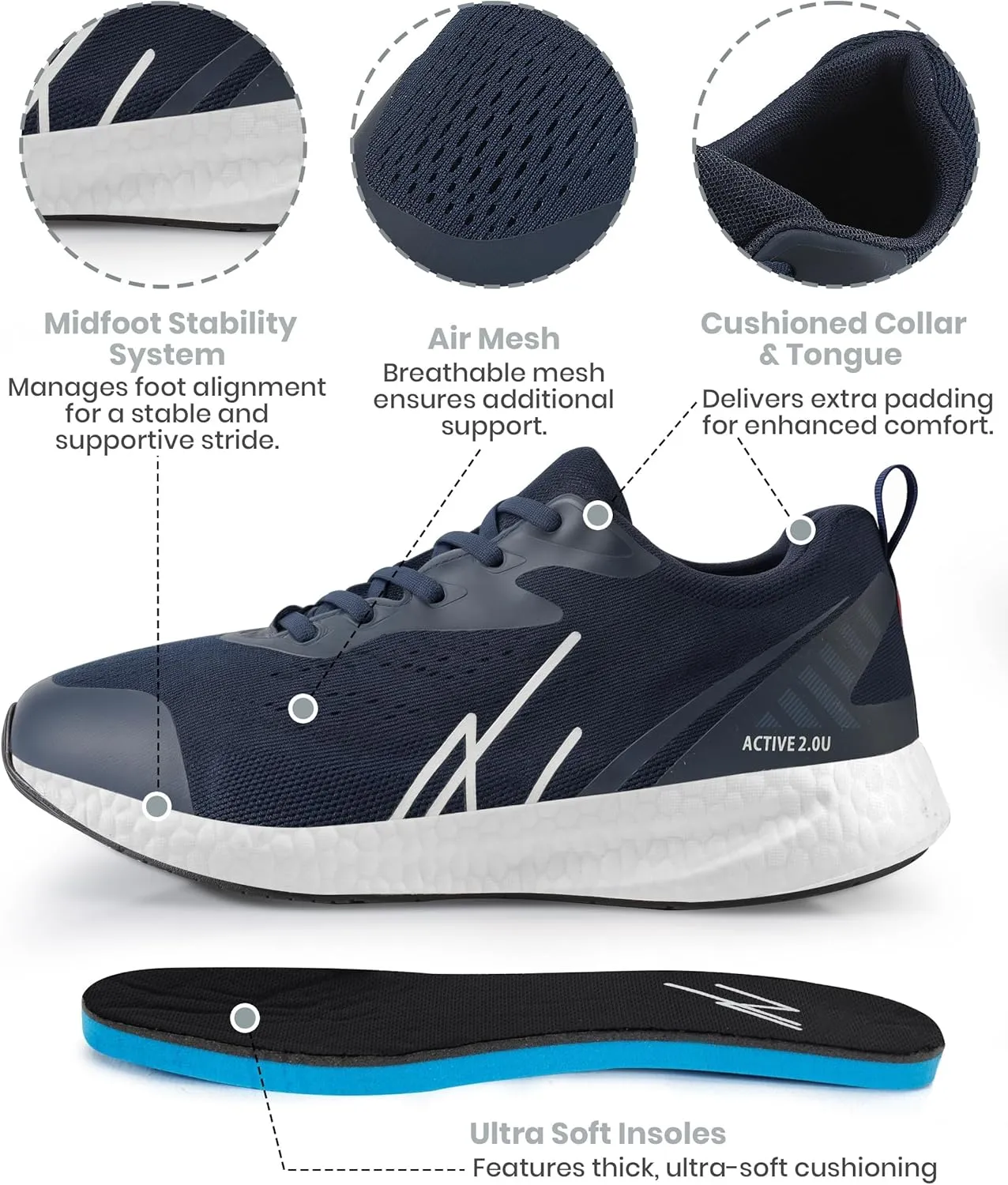NY Threads Men's Running Shoes Comfortable and Lightweight Casual Sneakers