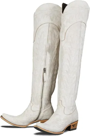 olomisa Over The Knee Cowboy Boots for Women Classic Embroidery Low Chunky Heel Side Zipper Thigh High Cowgirl Boots