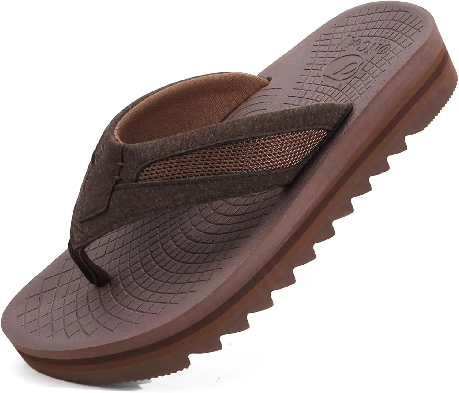 ONCAI Men's Flip Flops with Arch Support Orthotic Cushion Recovery Walking Slide Sandals for Men with Platform Summer Comfortable Soft Rubber Soles（US Size 7-15）