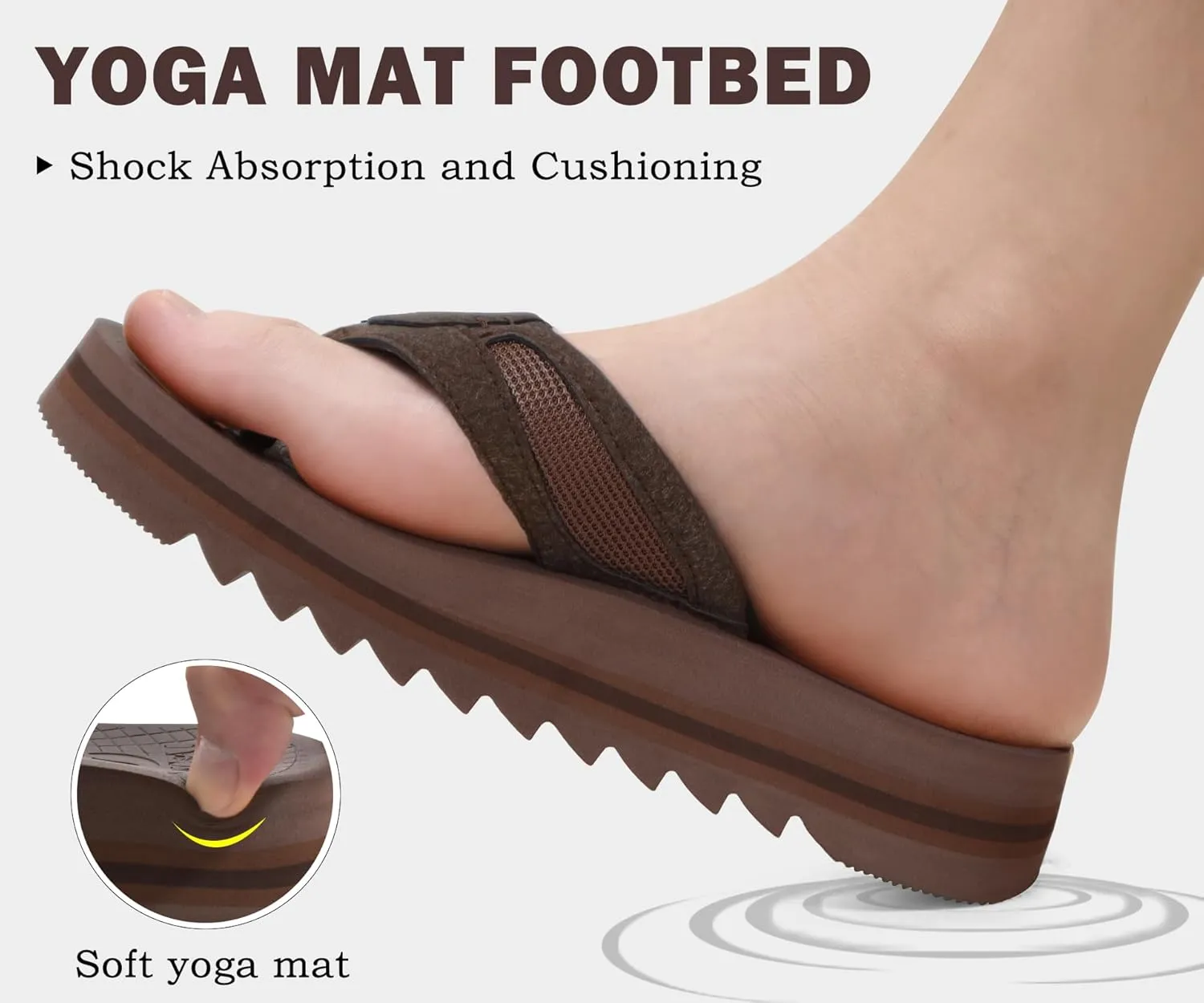 ONCAI Men's Flip Flops with Arch Support Orthotic Cushion Recovery Walking Slide Sandals for Men with Platform Summer Comfortable Soft Rubber Soles（US Size 7-15）