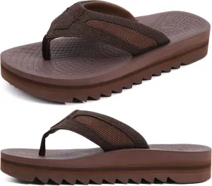 ONCAI Men's Flip Flops with Arch Support Orthotic Cushion Recovery Walking Slide Sandals for Men with Platform Summer Comfortable Soft Rubber Soles（US Size 7-15）