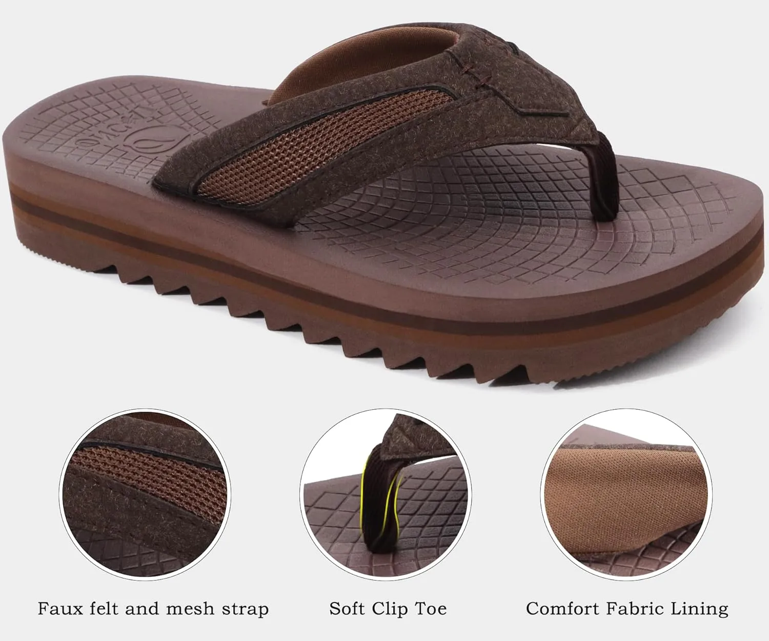ONCAI Men's Flip Flops with Arch Support Orthotic Cushion Recovery Walking Slide Sandals for Men with Platform Summer Comfortable Soft Rubber Soles（US Size 7-15）