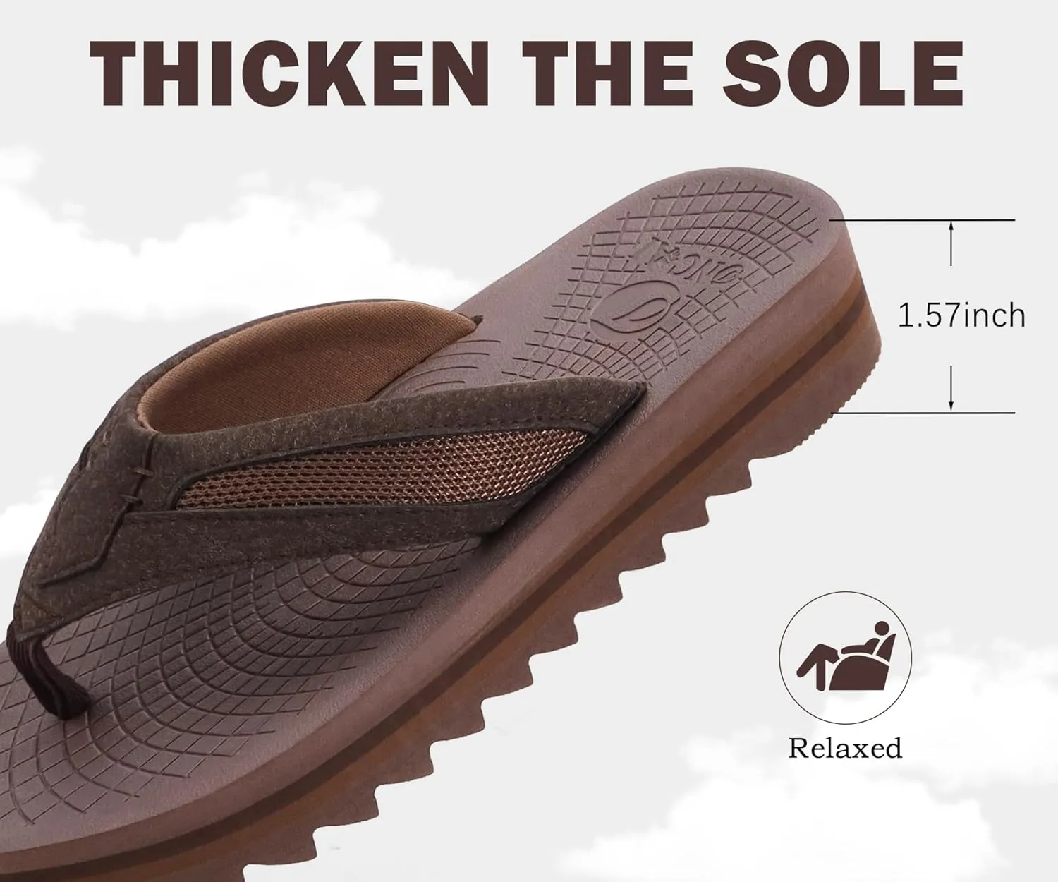 ONCAI Men's Flip Flops with Arch Support Orthotic Cushion Recovery Walking Slide Sandals for Men with Platform Summer Comfortable Soft Rubber Soles（US Size 7-15）