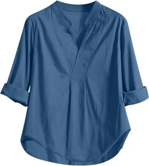 Oversized Shirts for Women Casual Slanted Button Vneck Short Sleeve Tshirt Thin Lightweight Breathable Summer Outfits