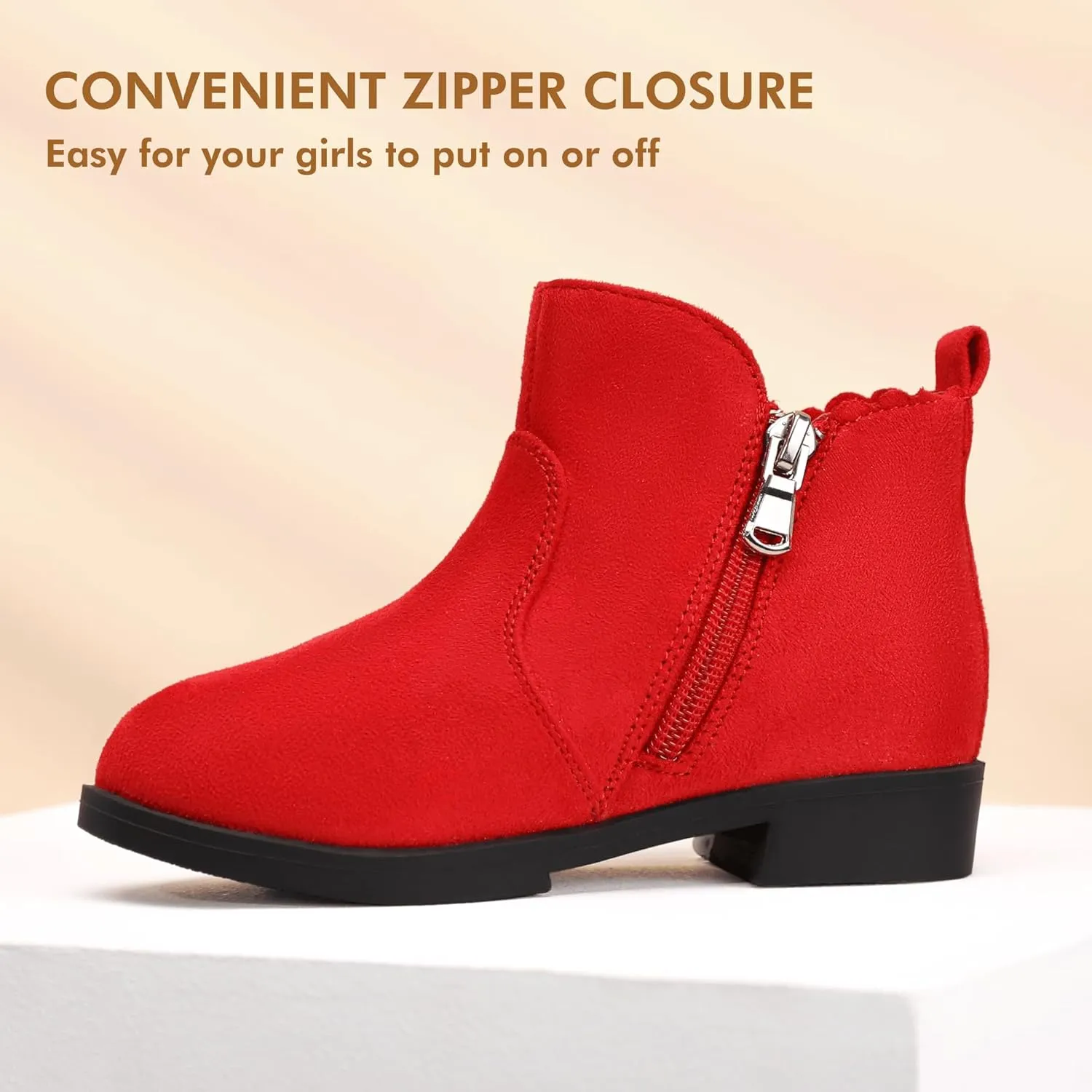 PANDANINJIA Toddler/Little Kid Girl's Clara Fashion Short Ankle Boots Pearls Bow Dress Booties with Zipper