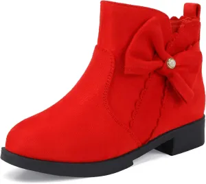 PANDANINJIA Toddler/Little Kid Girl's Clara Fashion Short Ankle Boots Pearls Bow Dress Booties with Zipper