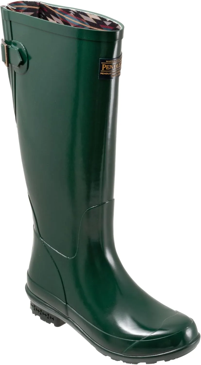 PENDLETON Women's Tall Rain Boots, Premium Rubber, Adjustable Buckle, Non-Slip Sole, 13.75" Shaft