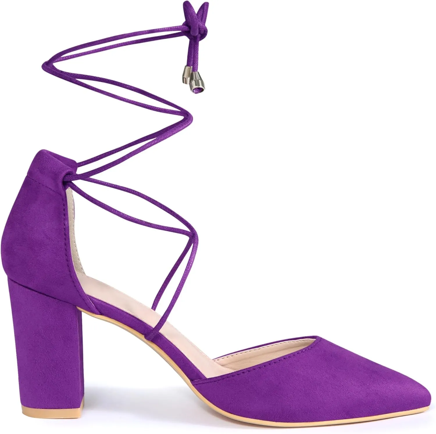 Perphy Lace Up Closed Toe Chunky Heels Sandals Pumps for Women