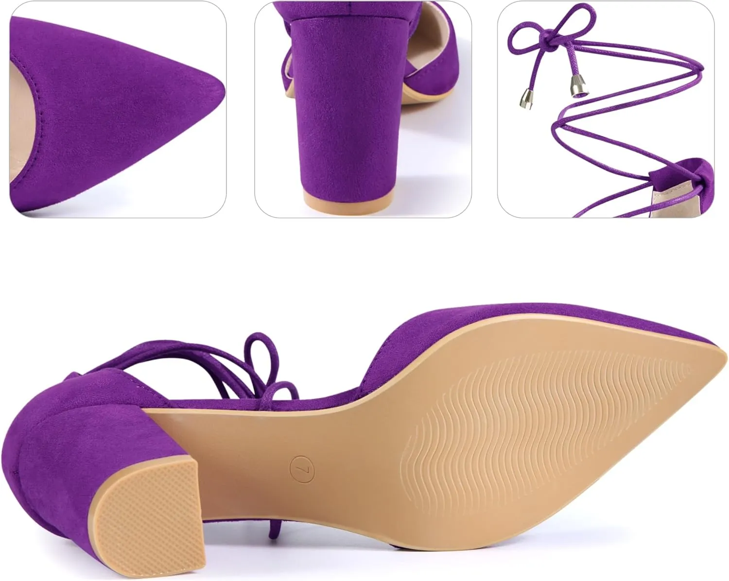Perphy Lace Up Closed Toe Chunky Heels Sandals Pumps for Women