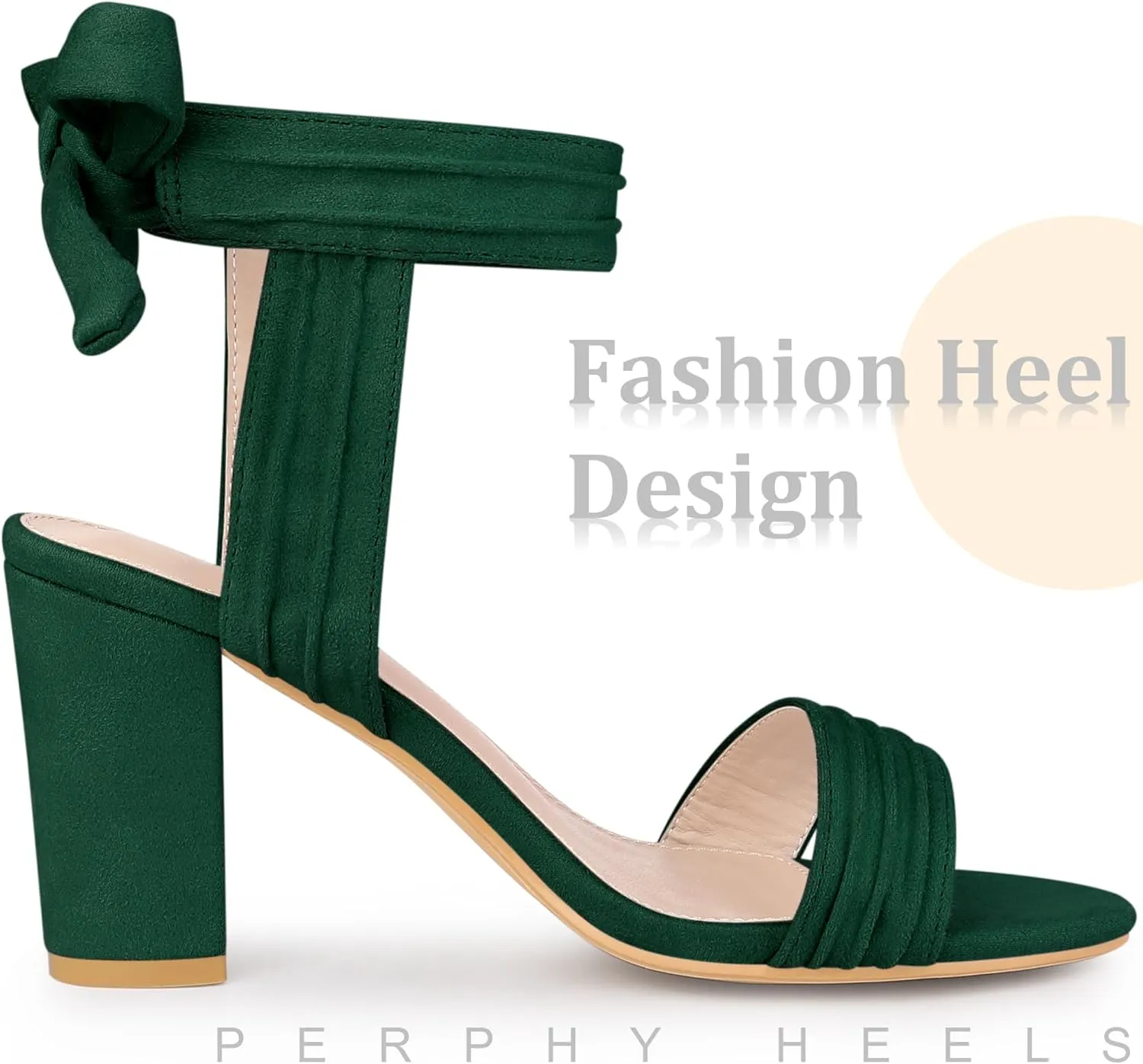 Perphy Open Toe Ankle Tie Back Chunky Heel Sandals for Women