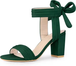 Perphy Open Toe Ankle Tie Back Chunky Heel Sandals for Women