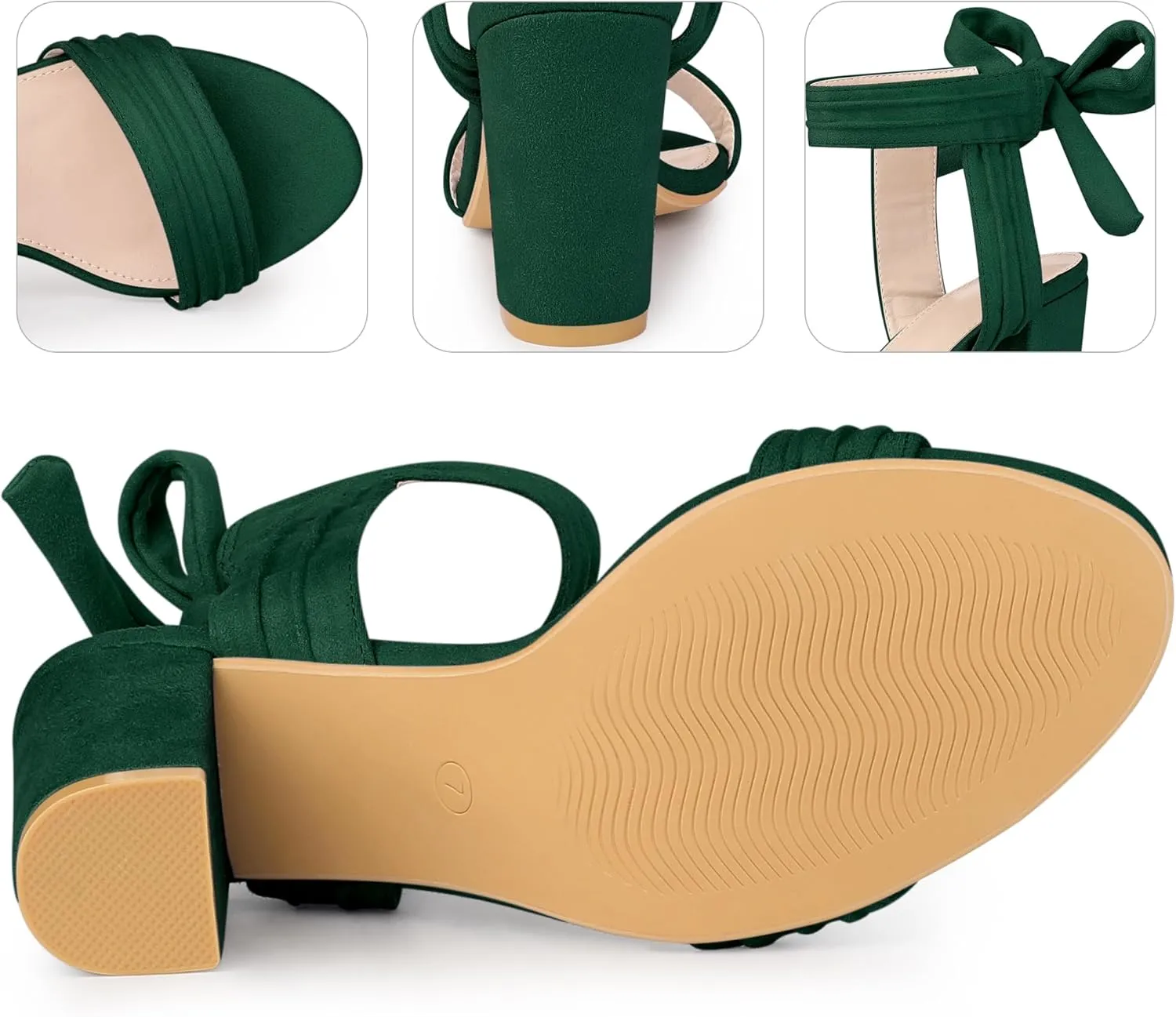 Perphy Open Toe Ankle Tie Back Chunky Heel Sandals for Women