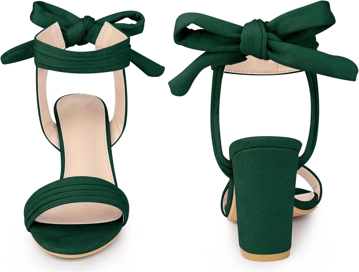 Perphy Open Toe Ankle Tie Back Chunky Heel Sandals for Women