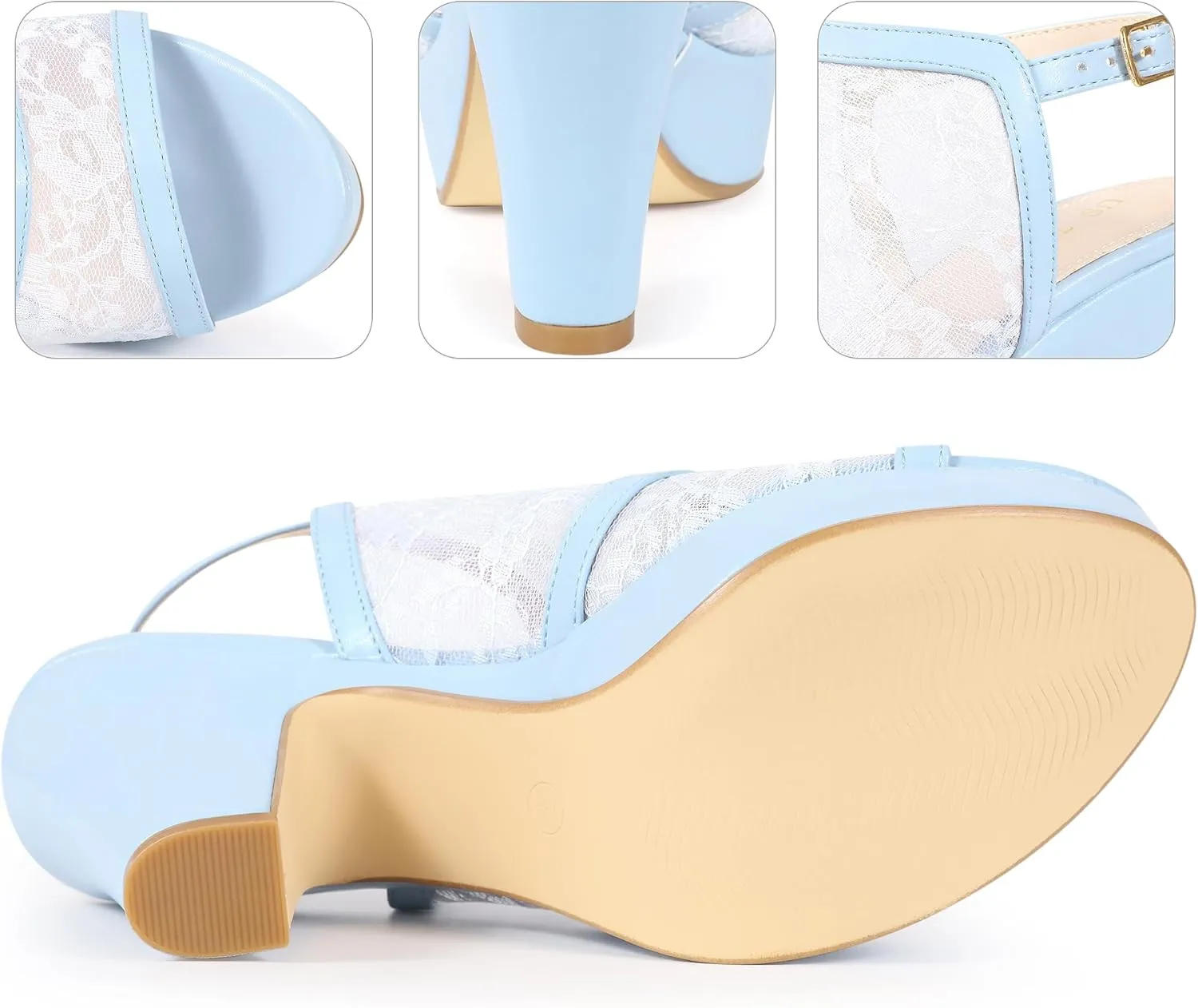 Perphy Platform Open Toe Chunky Heel Lace Sandals for Women