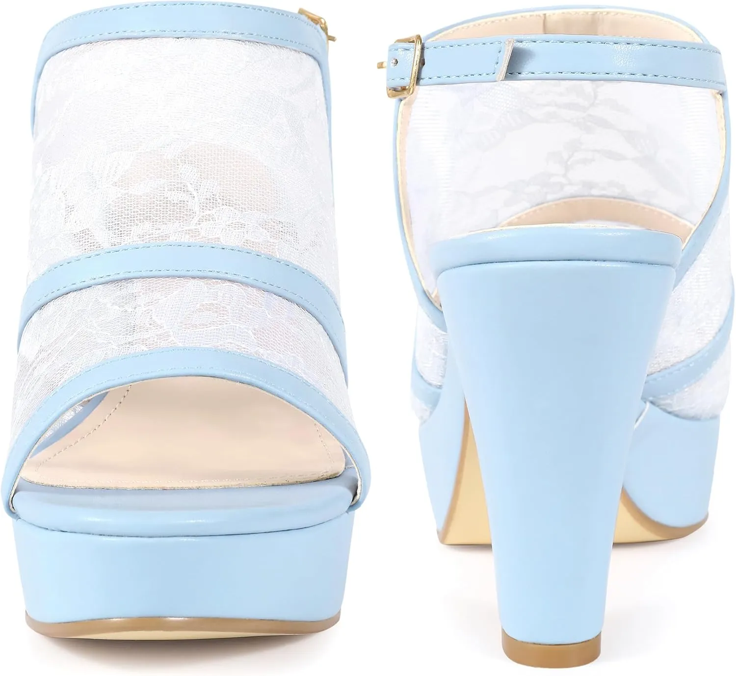 Perphy Platform Open Toe Chunky Heel Lace Sandals for Women