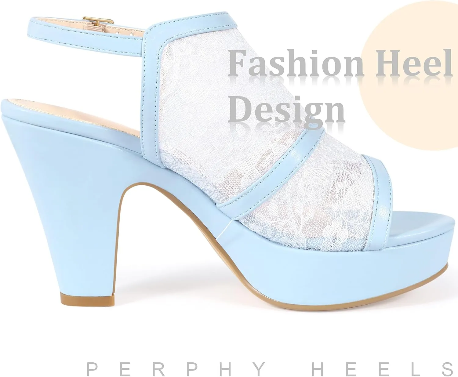 Perphy Platform Open Toe Chunky Heel Lace Sandals for Women
