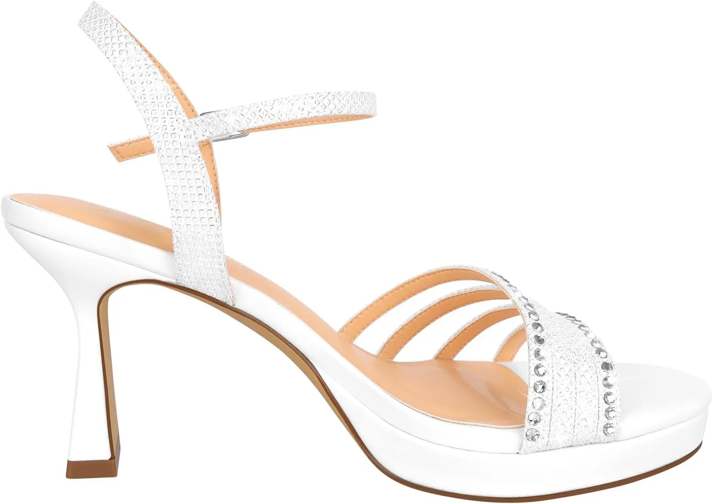 PIZZ ANNU Lena Women's Platform Heels High Block Chunky Sparkly Rhinestone Open Toe Ankle Strap Fashion Dress Pump Sandals Shoes for Party Wedding