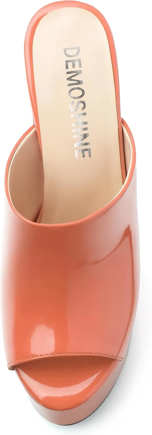 Platform Chunky Heels Sandals for Women Slip on Open Peep Toe Slide on Block High Heels Sexy Club Party Candies Shoes 6 Inch