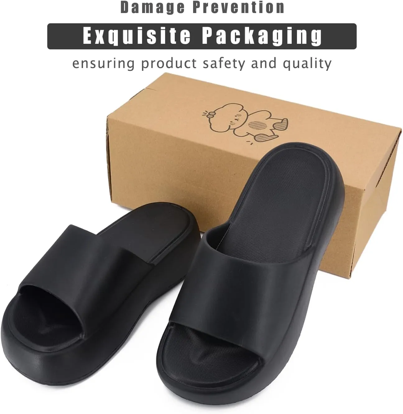 Platform Slides for Women, Platform Sandals Women Comfortable, Cute Flatform Beach Sandals, Slip on Summer Cloud Vacation Shoes for 2025
