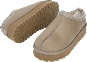 Platform Slippers, Mini Boots for Women Indoor Outdoor Anti-slip Slippers Womens Warm Fleece Lining Suede Leather Ankle Boots Slip On Hoese Shoes