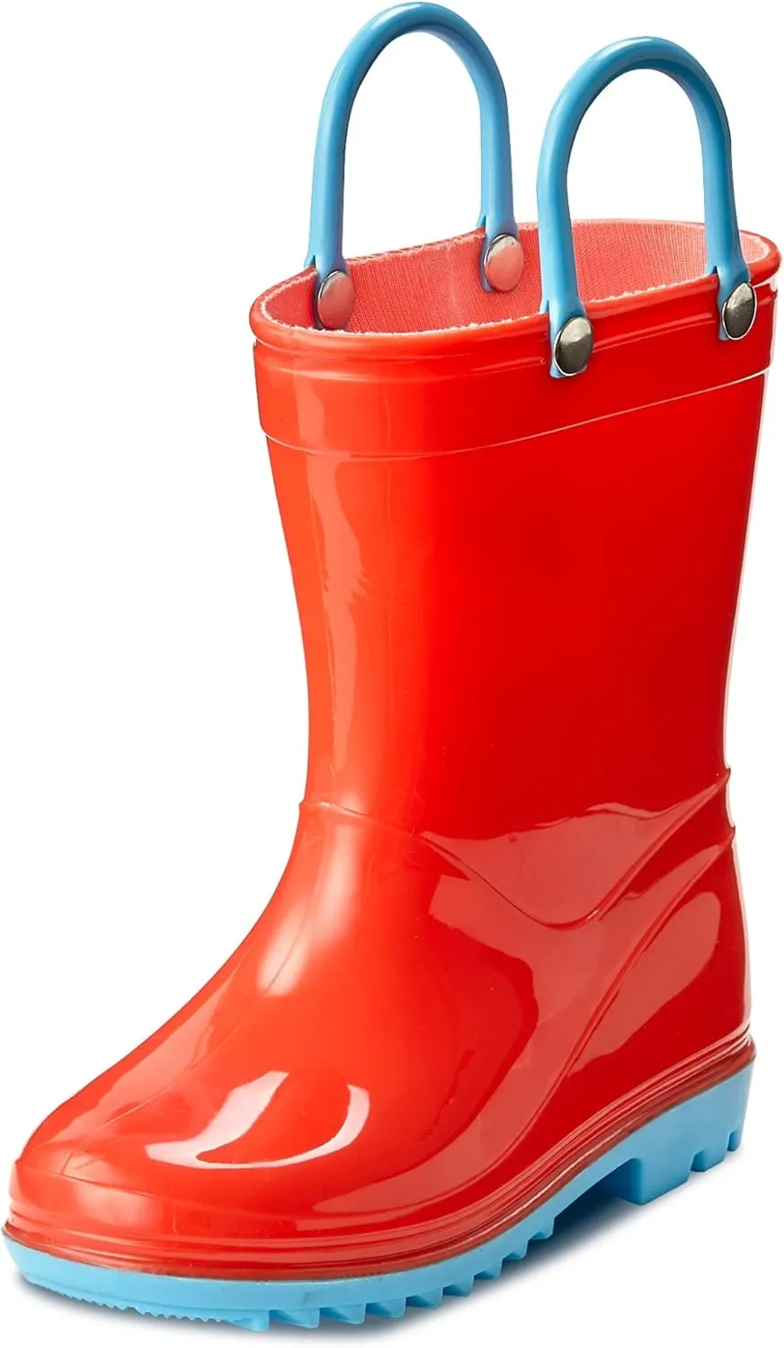 Puddle Play Toddler and Kids Waterproof PVC Rain Boots with Easy-On Handles – Lightweight Slip-Resistant Outdoor Boots for Boys and Girls