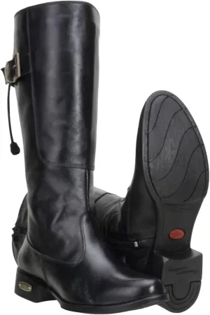 QUEEN USA TEXAS Women's Western Mid-Calf Riding Boots, Fashion Casual Leather Chunky Heel Zipper Booties