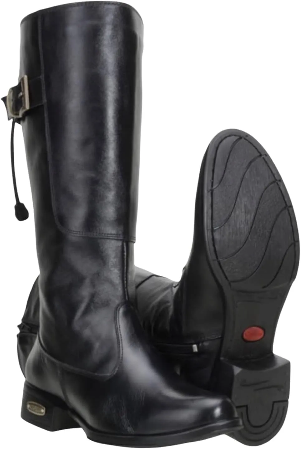 QUEEN USA TEXAS Women's Western Mid-Calf Riding Boots, Fashion Casual Leather Chunky Heel Zipper Booties