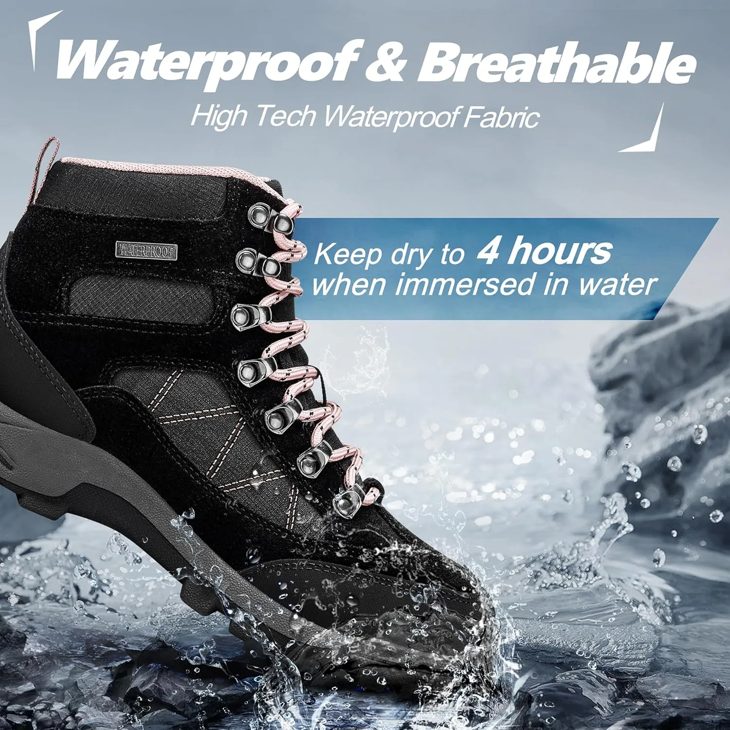 R CORD Hiking Boots Womens Waterproof Outdoor Womens Hiking Boots Trekking Camping Trail Boots