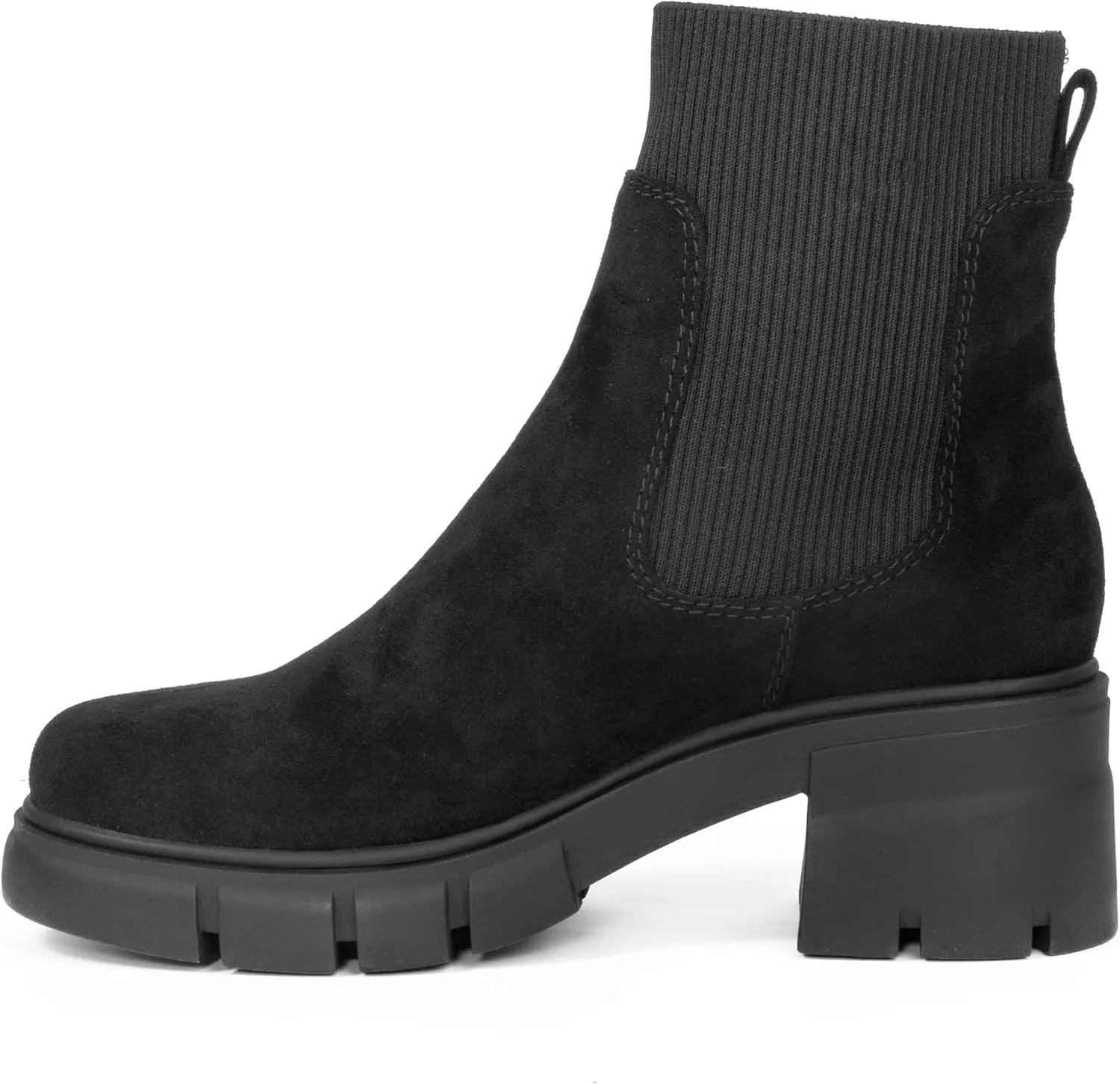 REDTOP Women's Elastic Chelsea Boots Chunky Block Heel Platform Lug Sole Ankle Booties