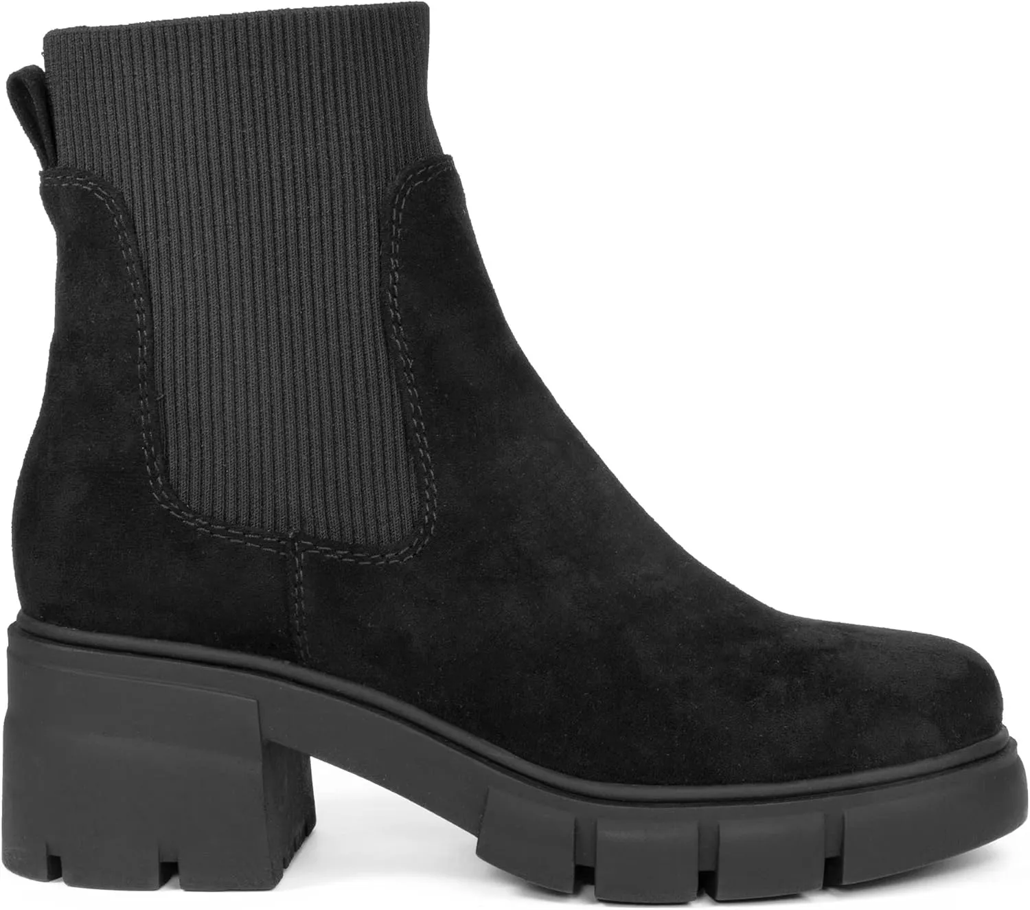 REDTOP Women's Elastic Chelsea Boots Chunky Block Heel Platform Lug Sole Ankle Booties