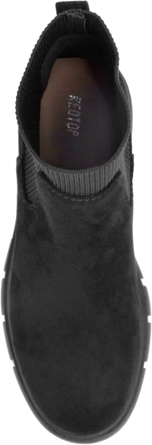 REDTOP Women's Elastic Chelsea Boots Chunky Block Heel Platform Lug Sole Ankle Booties