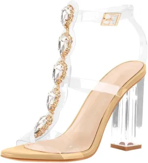 Richealnana Women's Rhinestones Crystal Sandals