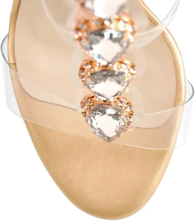 Richealnana Women's Rhinestones Crystal Sandals