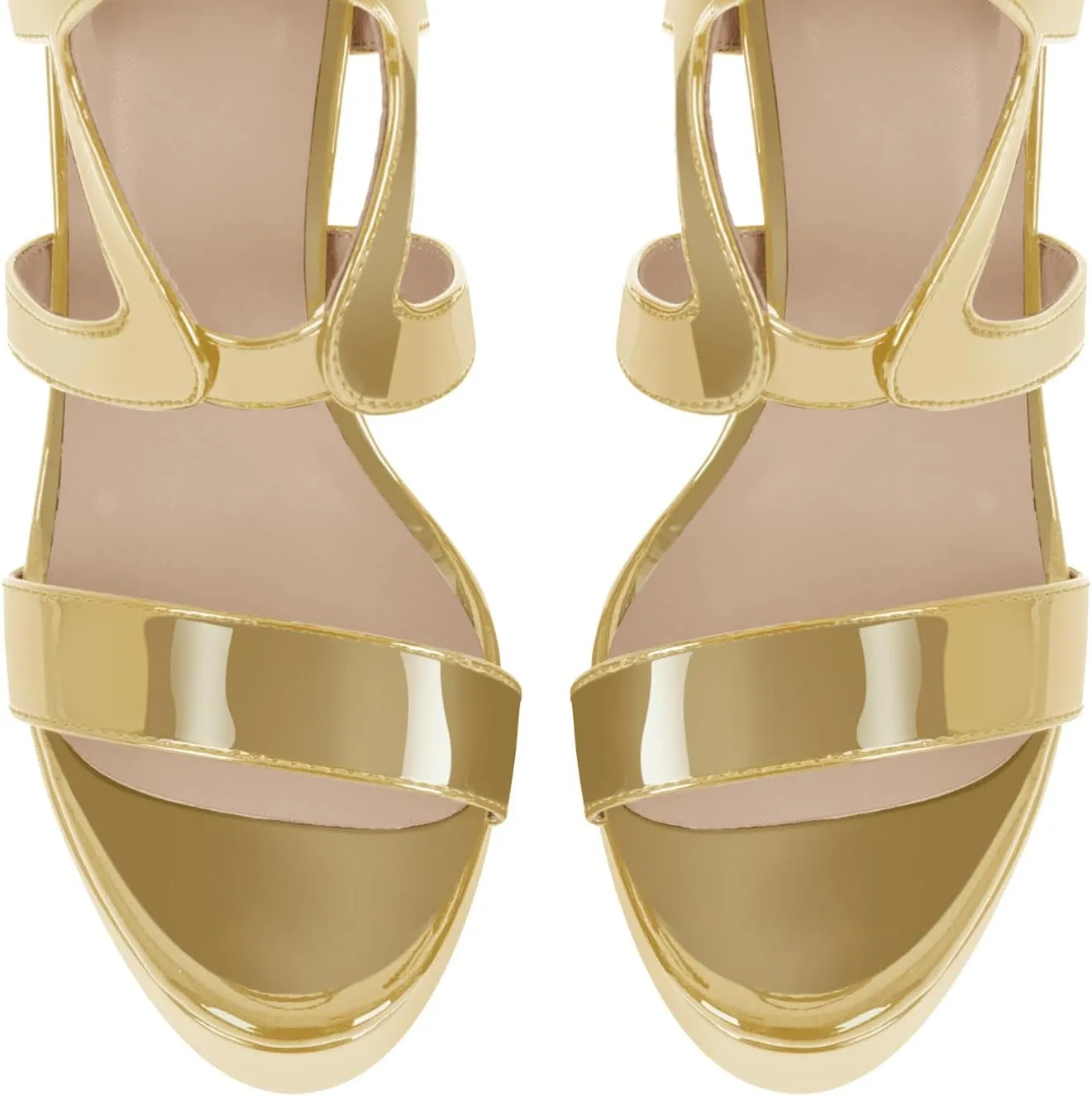richealnini Women's Crisscross Platform Stiletto High Heels Strappy Sandals with Zipper