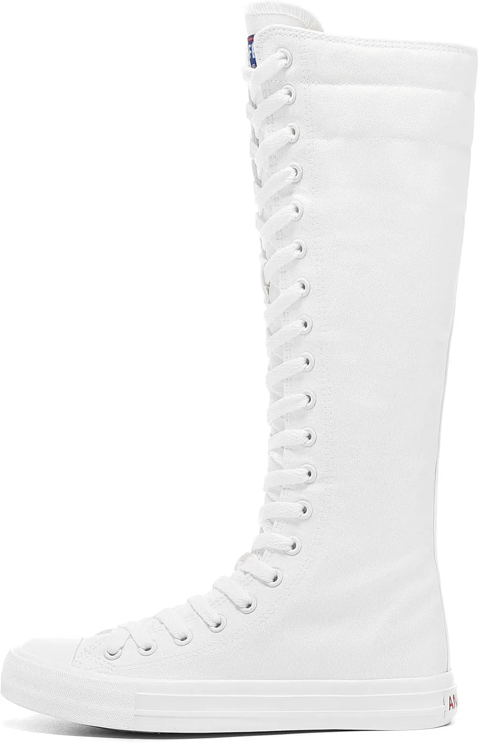 rismart Women's Canvas Sneakers Knee Length High Top Side Zip School Cheergirls Long Boots