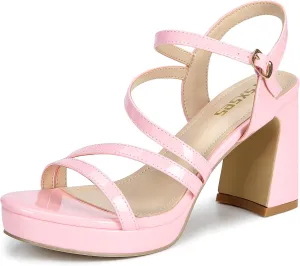 rsxses Platform Chunky Heels for Women Ankle Strap Heels Strappy Sandals with Open Toe Wedding Prom Bridal Women Dress Shoes