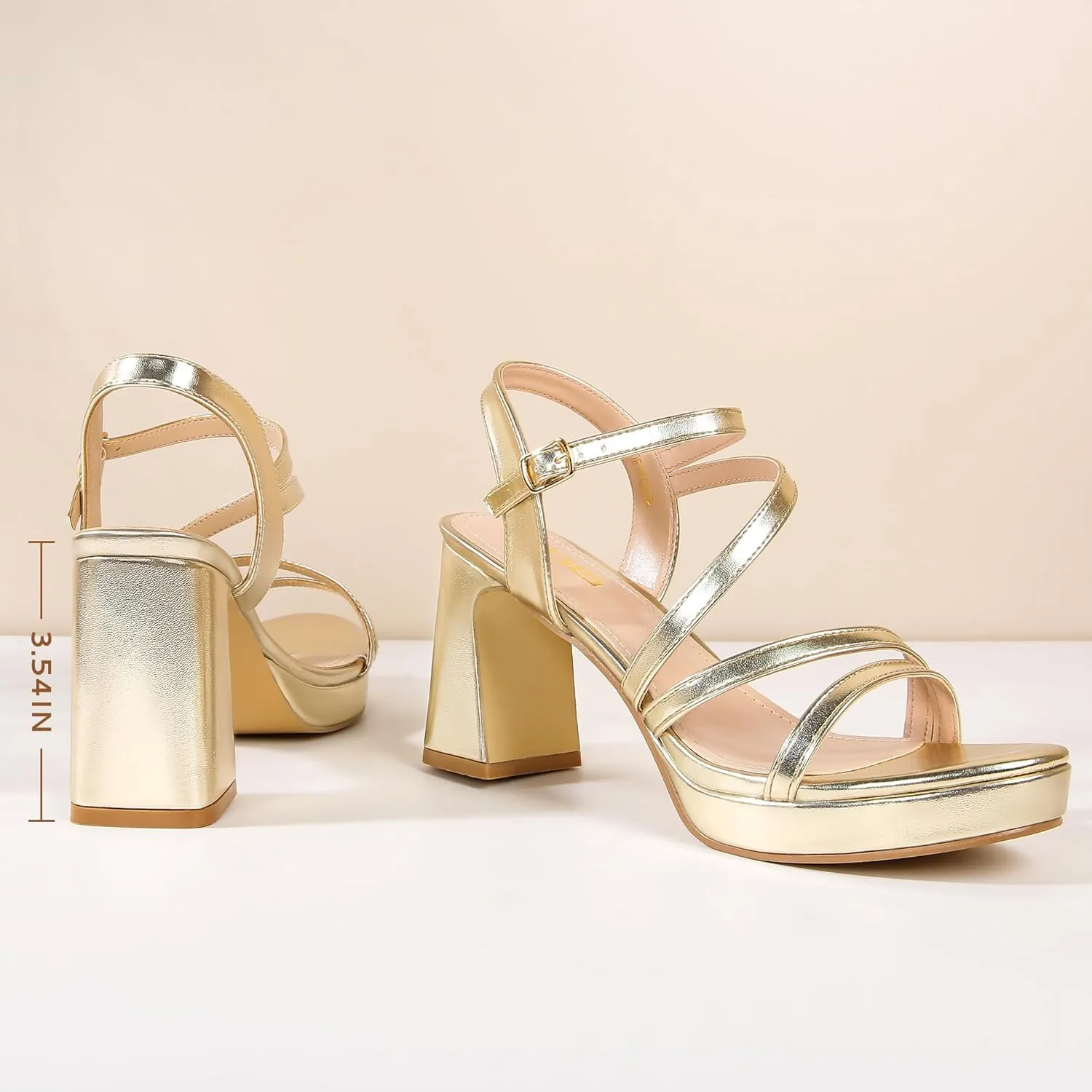 rsxses Platform Chunky Heels for Women Ankle Strap Heels Strappy Sandals with Open Toe Wedding Prom Bridal Women Dress Shoes