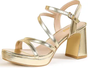 rsxses Platform Chunky Heels for Women Ankle Strap Heels Strappy Sandals with Open Toe Wedding Prom Bridal Women Dress Shoes