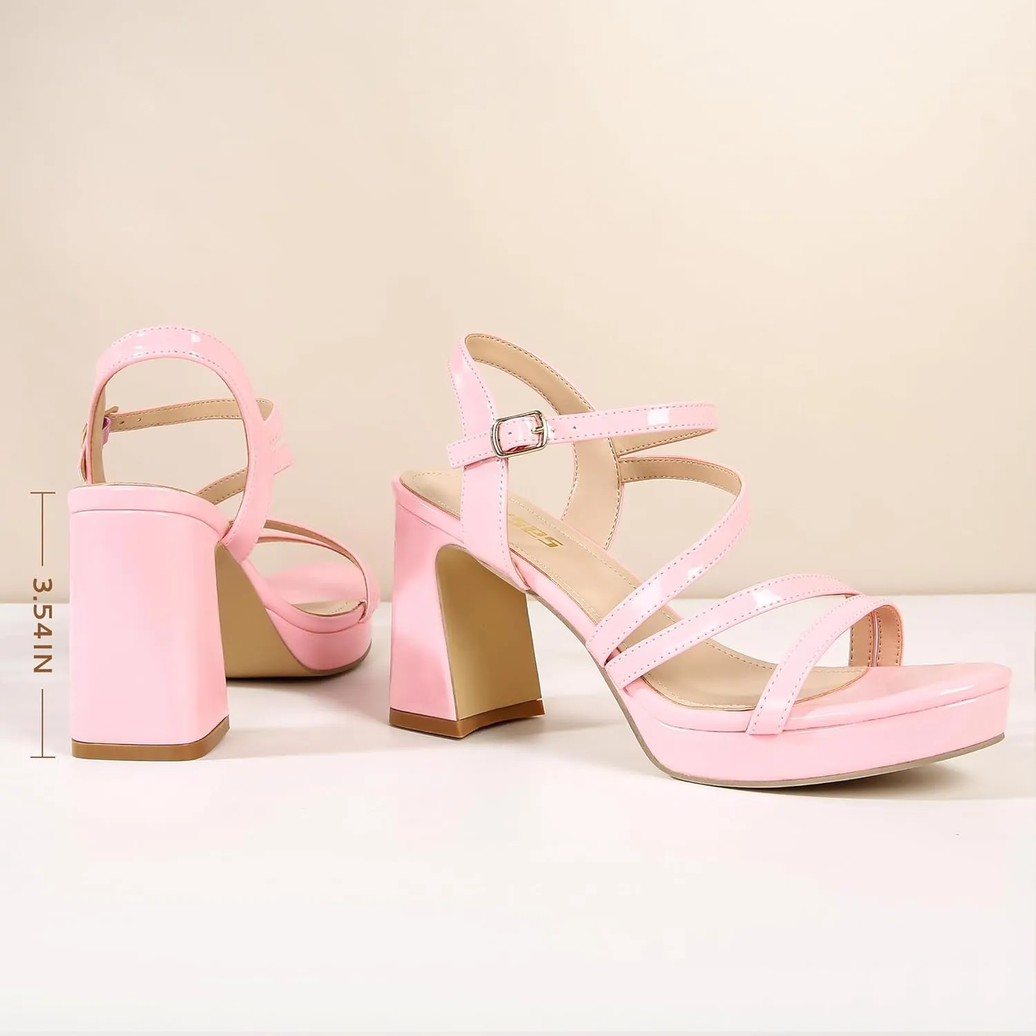 rsxses Platform Chunky Heels for Women Ankle Strap Heels Strappy Sandals with Open Toe Wedding Prom Bridal Women Dress Shoes