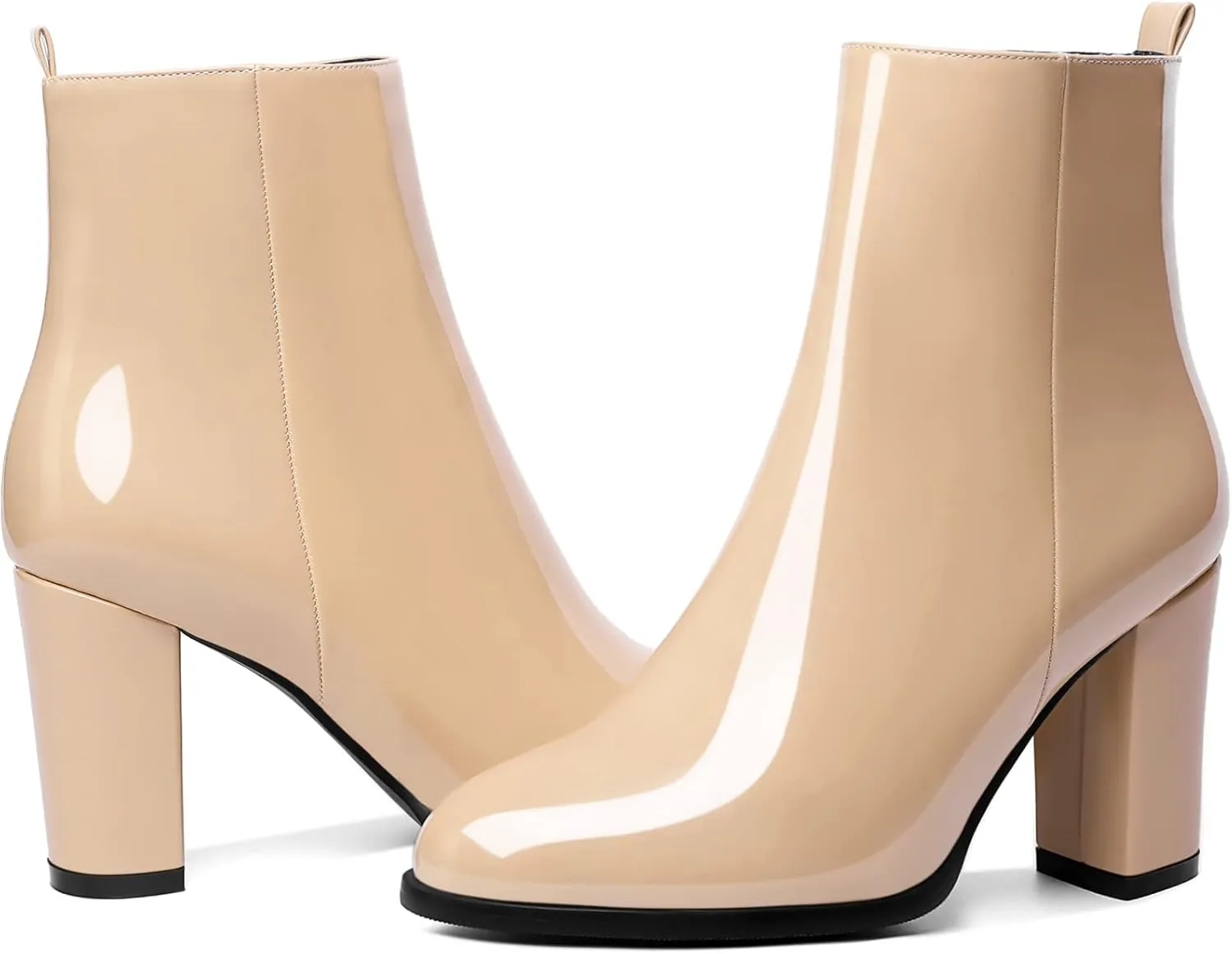 SAMMITOP Women's Chunky Block Heel Ankle Boots Mid Block Heel Ankle Booties