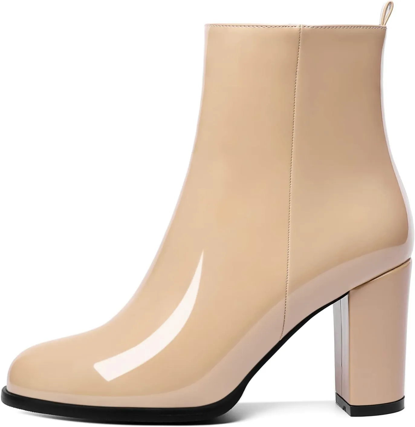 SAMMITOP Women's Chunky Block Heel Ankle Boots Mid Block Heel Ankle Booties