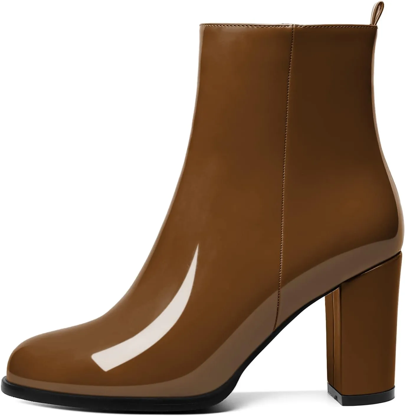SAMMITOP Women's Chunky Block Heel Ankle Boots Mid Block Heel Ankle Booties