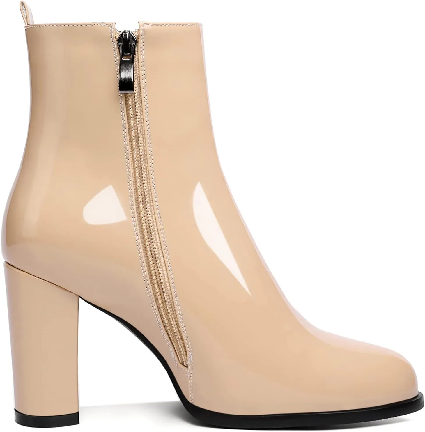 SAMMITOP Women's Chunky Block Heel Ankle Boots Mid Block Heel Ankle Booties