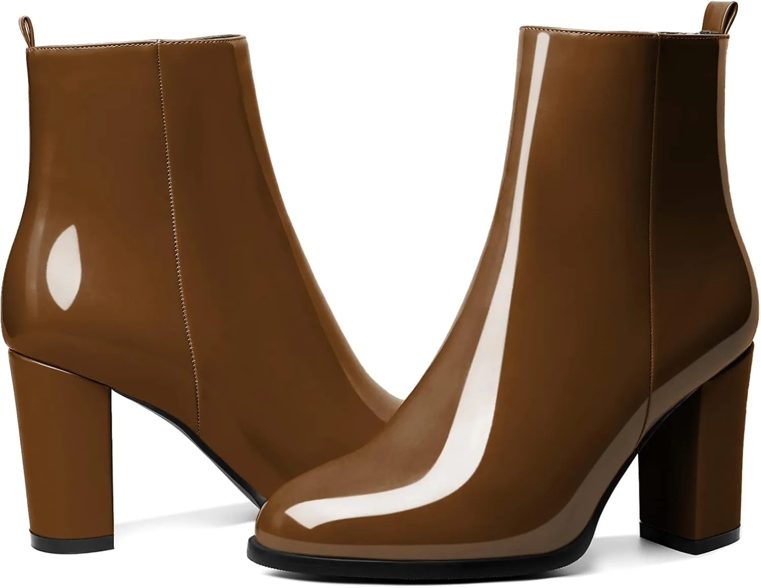 SAMMITOP Women's Chunky Block Heel Ankle Boots Mid Block Heel Ankle Booties