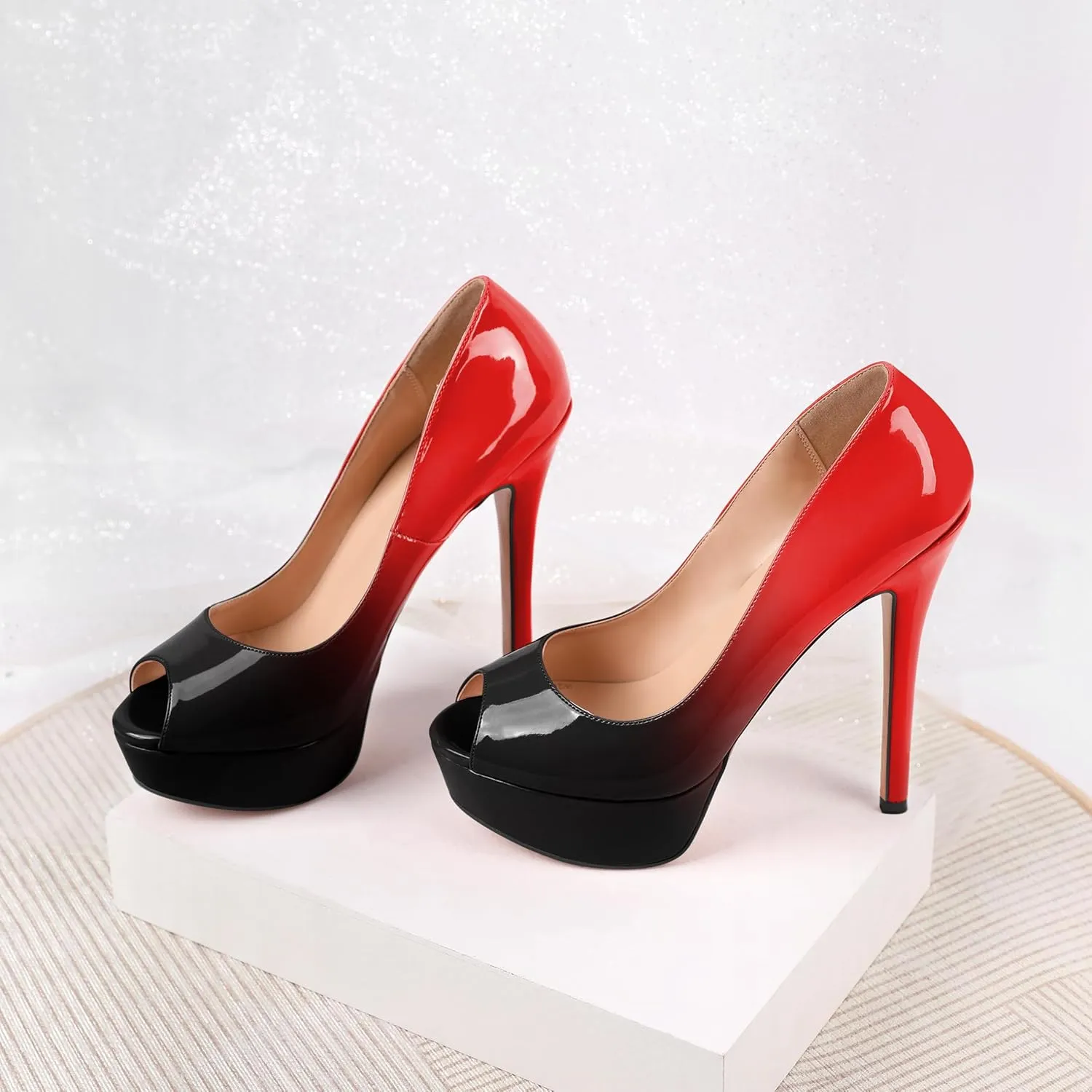 SAMMITOP Women's Peep Toe Pumps Platform High Heel Sandals Dress Shoes